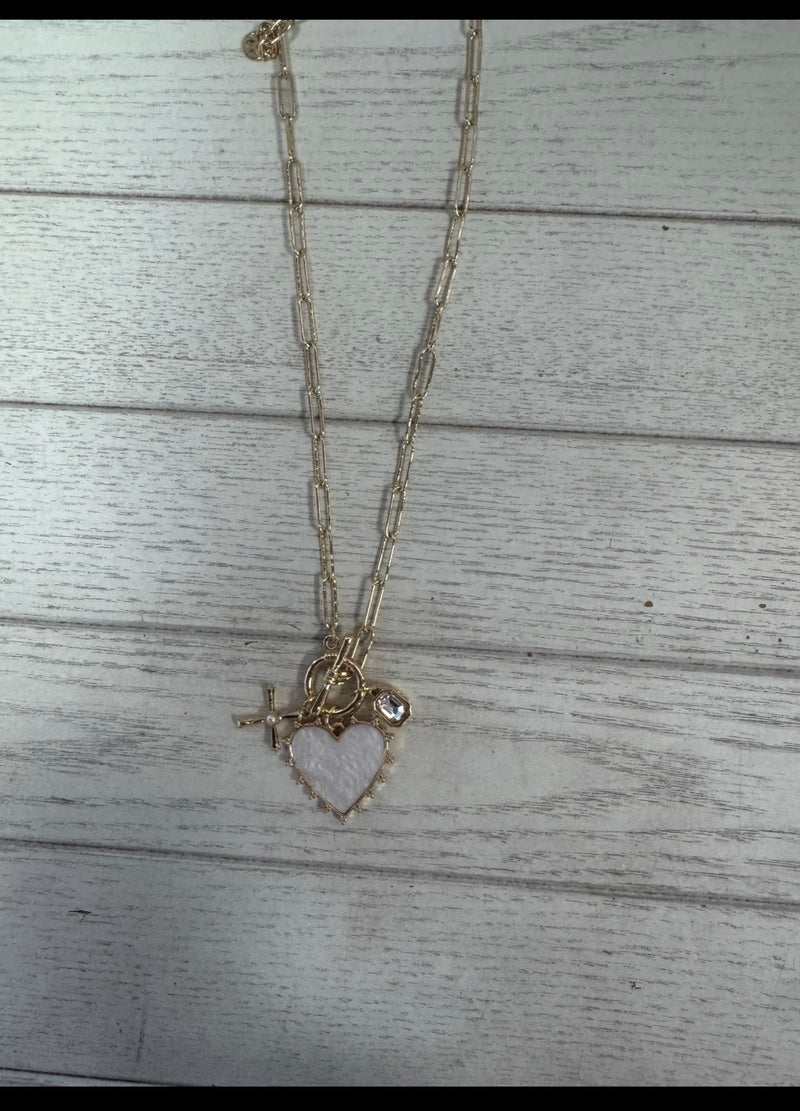 Pearl Heart Charm Necklace