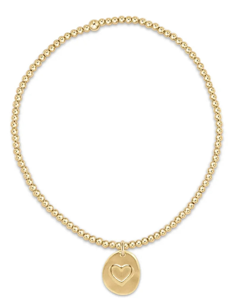 Classic Gold 2mm Bead Bracelet- Inspire Love Small Gold Charm