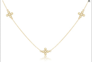 17” Choker Simplicity Chain Gold  - Classic Beaded Signature Cross Gold