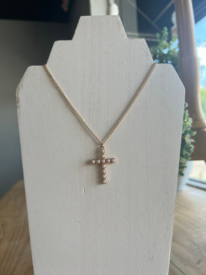 McKinley Pearl Cross Necklace