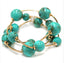 Turquoise with Gold Ball Set of 2 Stretch Bracelets