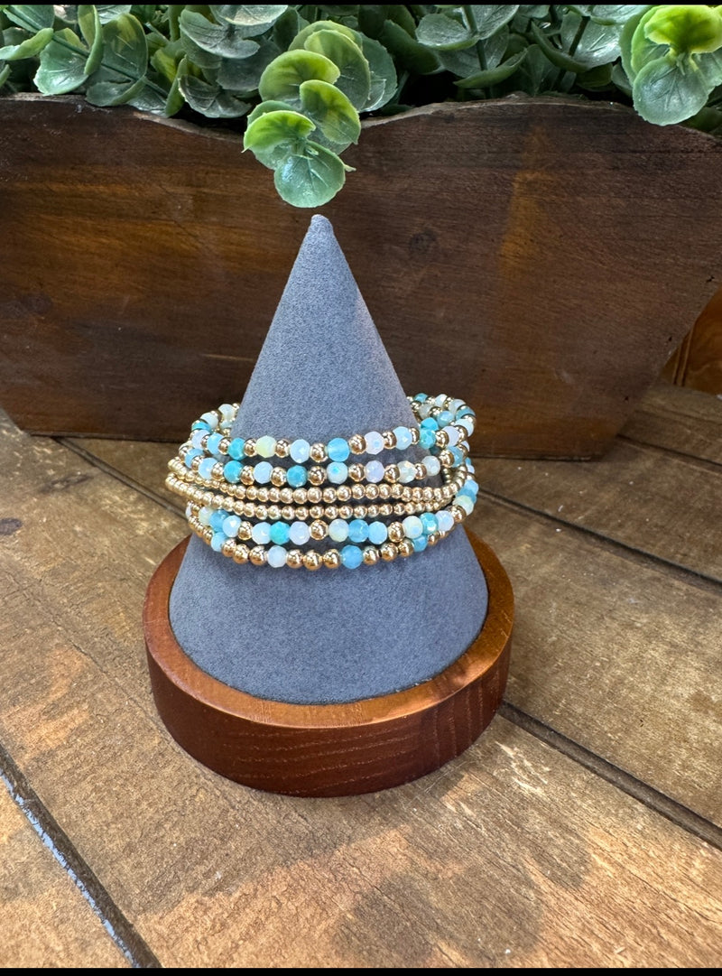 Gold & Turquoise Cross Stretch Bracelet
