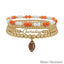 Orange & White with Gold Gameday & Football Charm Stretch Bracelet Set