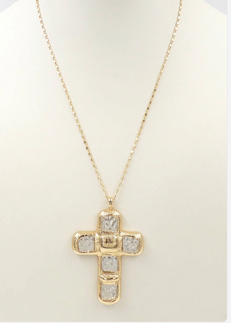 Gold Chain with Squared Pearl & Gold 16”-18” Necklace