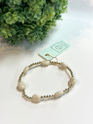 Admire Gold 3mm Bead Bracelet - Riverstone