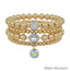 Gold Beaded with Clear Crystal Set of 4 Stretch Bracelets