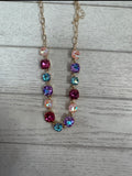 Pastel Multi-Color Square Glass Necklace