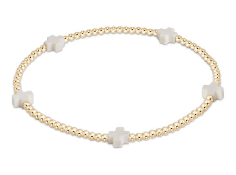 Egirl Signature Cross Gold Pattern 2mm Bead Bracelet