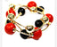 Red & Black with Gold Ball Set of 2 Stretch Bracelets