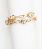 Gold Textured Chain with AB Stone Chain Bracelet