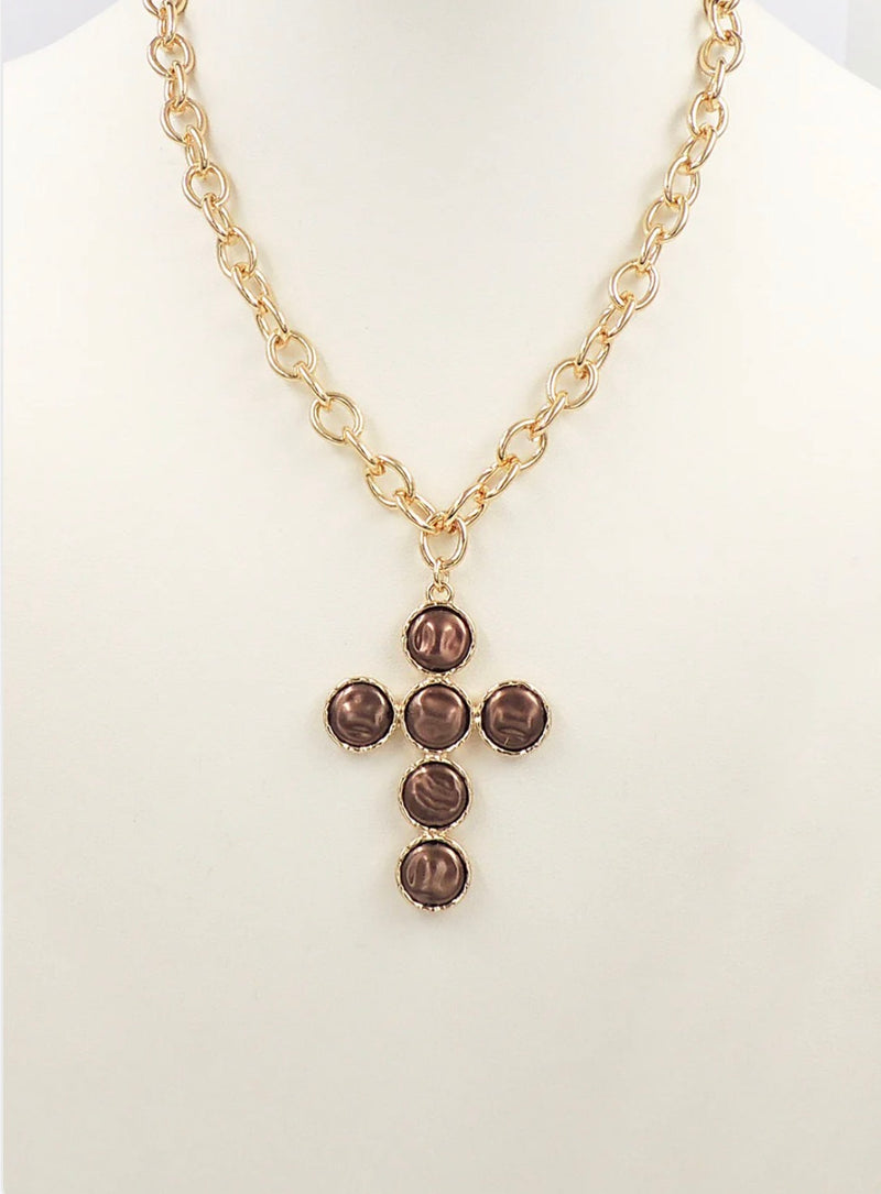 Gold Chain with Brown Coin Pearl 16”-18” Necklace