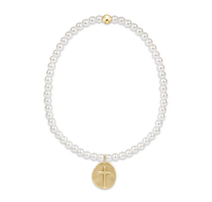 Classic Pearl 3mm Bead Bracelet-Inspire Small Gold Charm