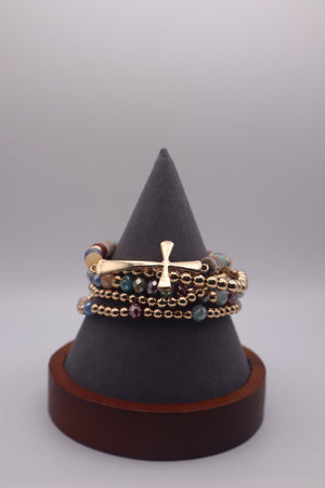 Gold Cross Bracelet Set