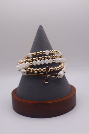 Gold Cross Bracelet Set
