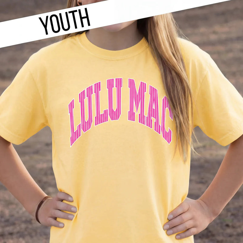 Pink Striped Lulu Mac Tee - Youth