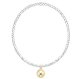 Classic Mixed Metal 2mm Bracelet - Classic Gold 8mm Charm