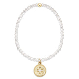 Classic Pearl 3mm Bracelet - Signature Cross Gold Disc