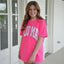 Lulu Mac Grey Camo Neon Pink Tee - Adult