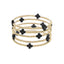 Gold Beaded With Black Cross Set of 5 Stretch Bracelets