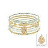 Set of 6 Turquoise Seed, Pearl, & Gold Beaded with Cross Charm Set