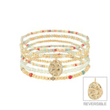 Set of 6 Multi Seed, Pearl, & Gold Beaded with Cross Charm Set