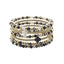 Black Crystal & Gold Beaded Set of 5 with Crosses Stretch Bracelets