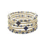 Grey Crystal & Gold Beaded Set of 5 with Crosses Stretch Bracelets