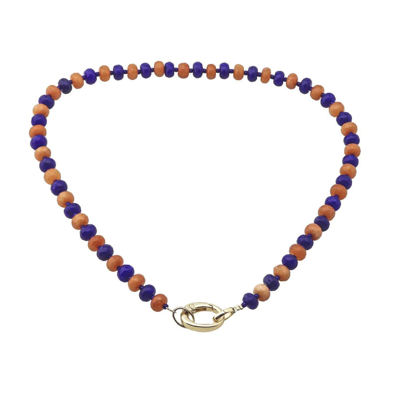 Blue & Orange Crystal Beaded 18” Necklace