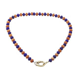 Blue & Orange Crystal Beaded 18” Necklace
