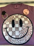 Leopard & Checkered Smiley Tee