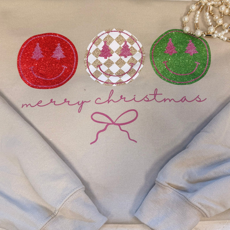 Smiley Face Merry Christmas Crewneck
