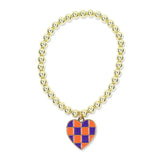 Gold Stretch Bracelet - Orange & Blue Heart
