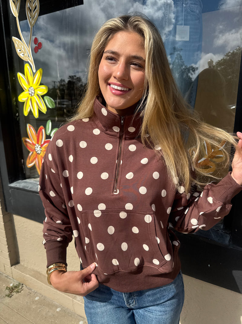 Sienna Polka Dot Half Zip Pullover