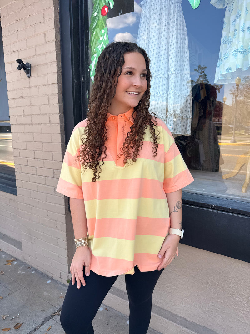 Nova Oversized Collared Striped Top