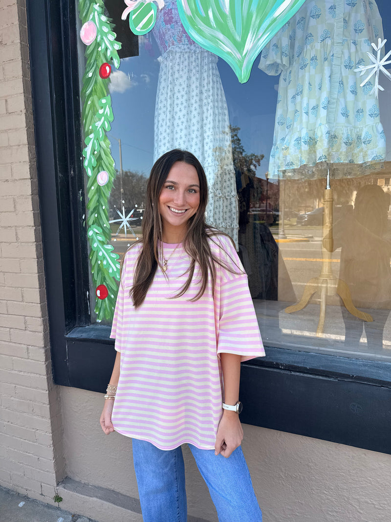 Layla Striped Oversized Short Sleeve Top