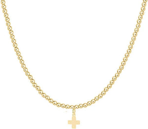 15in Choker Classic Gold 3mm Bead -Signature Cross Gold Charm