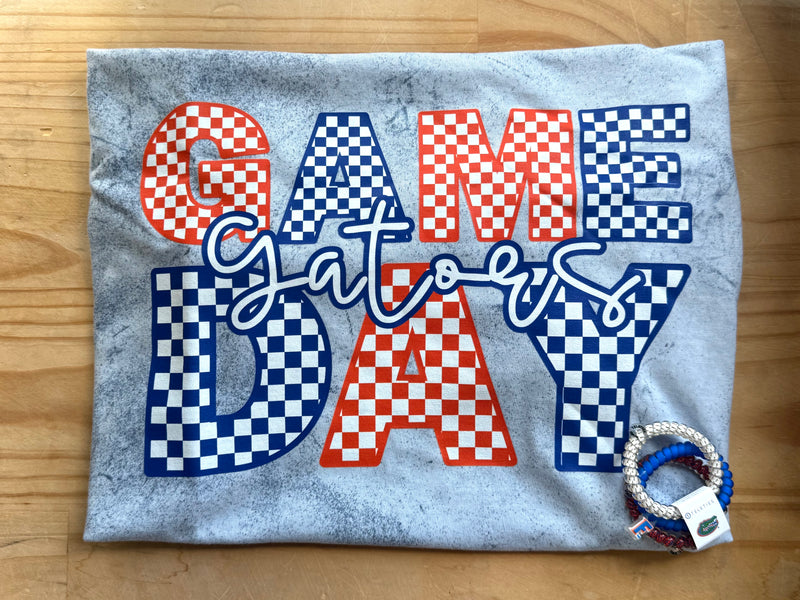 Checkered Gator Gameday Script Tee