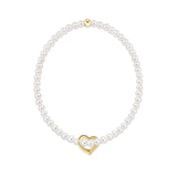 Classic Pearl 3mm Bracelet- Love Gold Charm