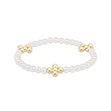 Beaded 4mm Gold Signature Cross 4mm Pearl Bracelet