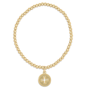 Classic Gold 3mm Bead Bracelet Signature Cross Gold Disc