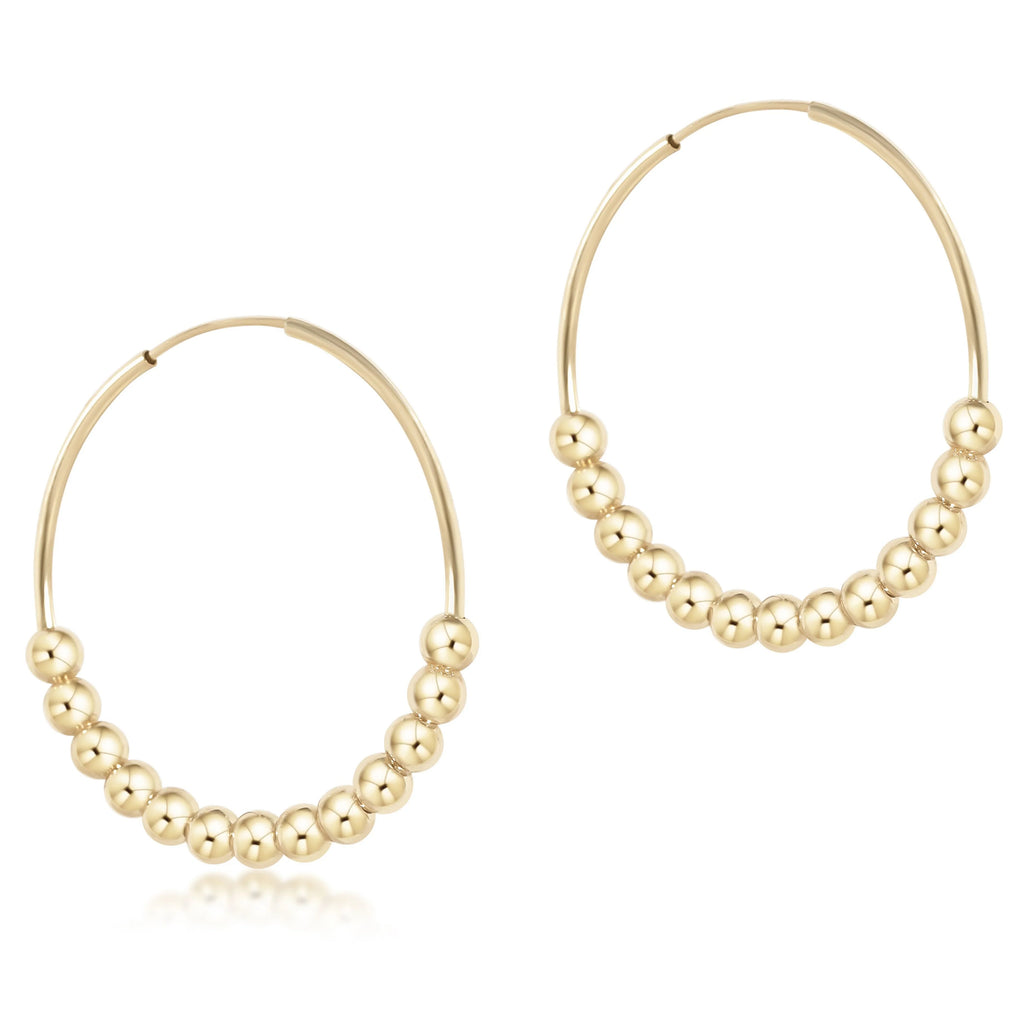 Classic Beaded Bliss 1.25” hoop- 4mm Gold
