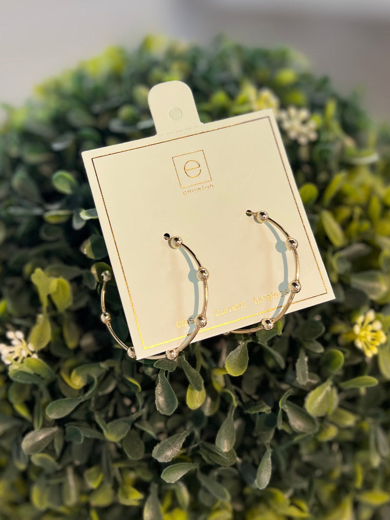 Beaded Simplicity 1.5” Post Hoop 4mm Gold