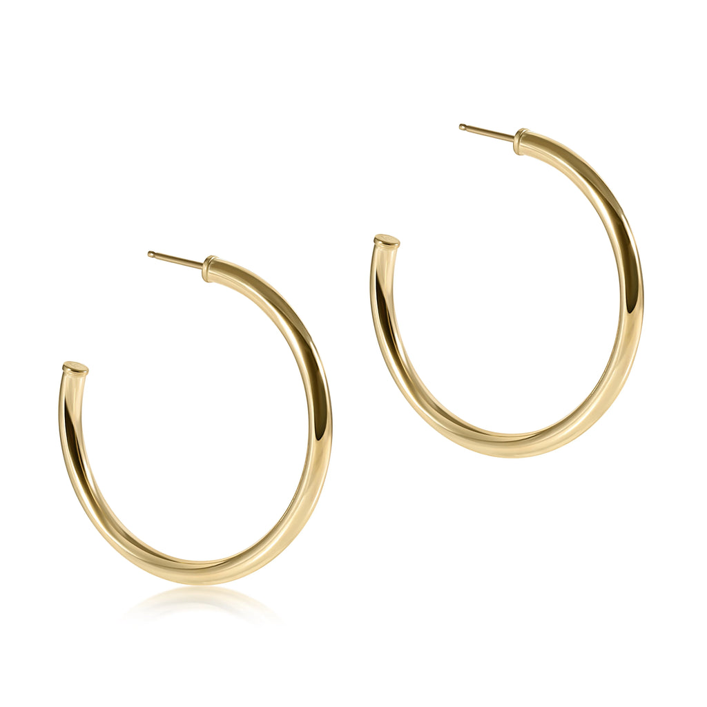 Round Gold 1.5” Post Hoop 3mm Smooth